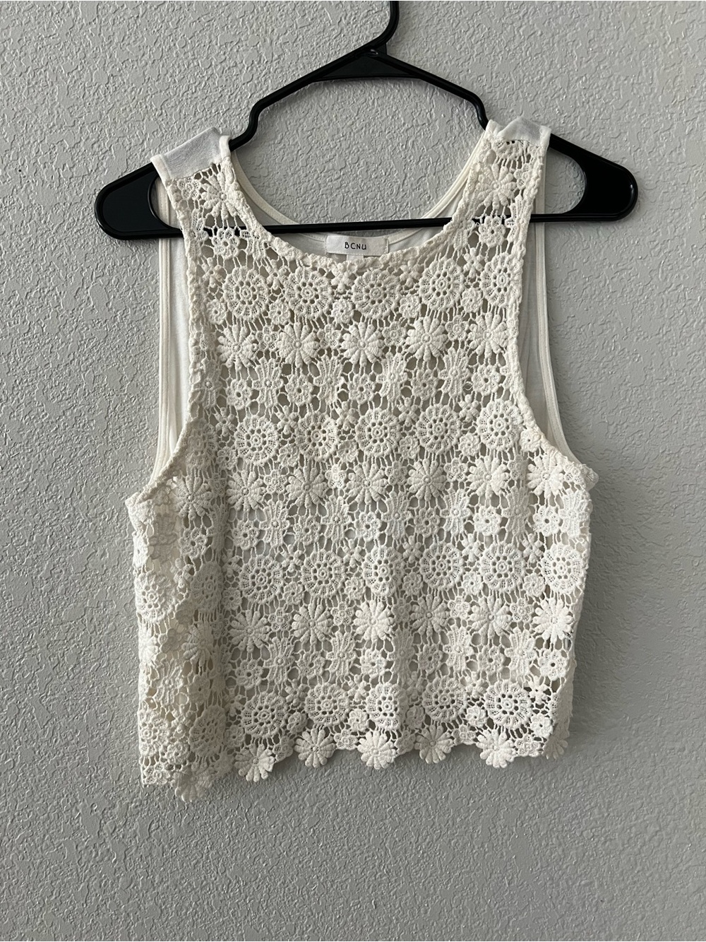 White Crochet Floral Tank Top BCNU TJ Maxx